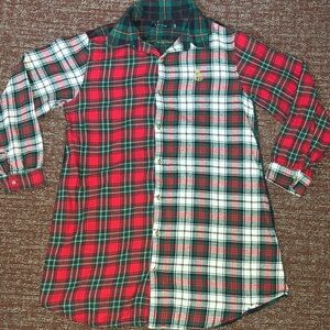 Lauren Ralph Lauren women’s sleep shirt tunic style multi-plaid button down top